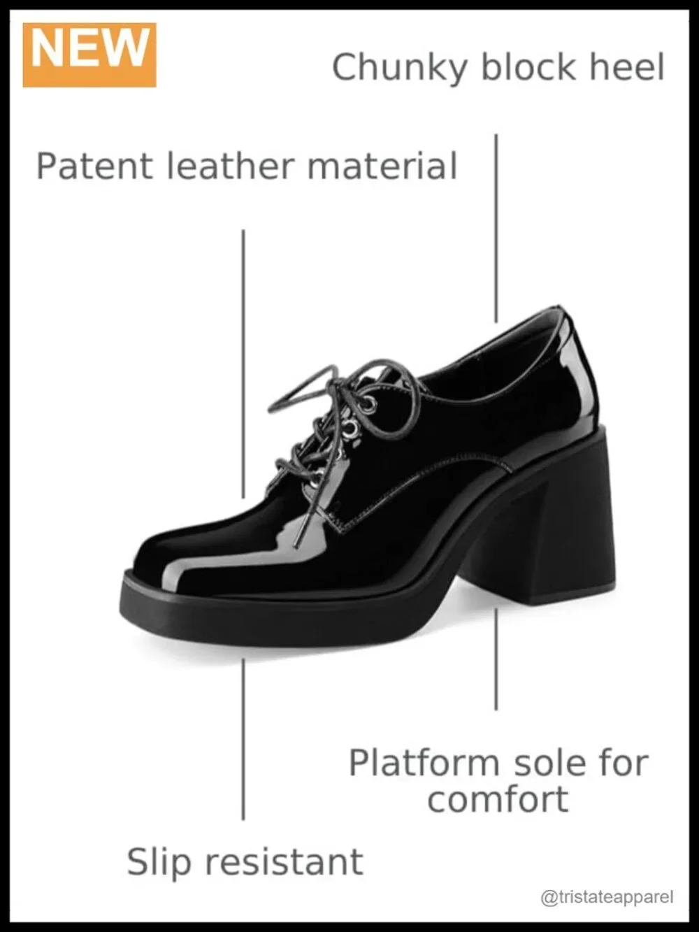 Women's Platform Dress Oxfords Square Toe Chunky Block Heel Lace-Up Shoes